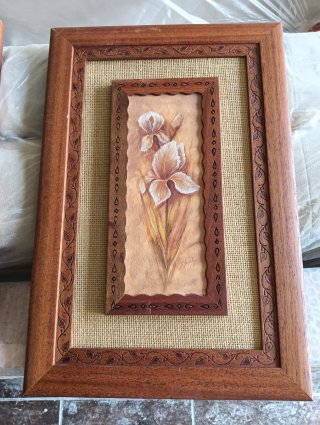 Conjunto 2 cuadros florales madera