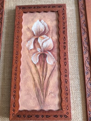Conjunto 2 cuadros florales madera