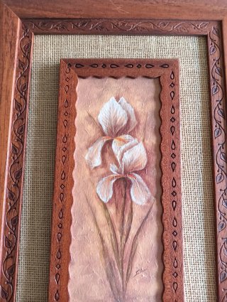 Conjunto 2 cuadros florales madera