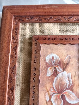 Conjunto 2 cuadros florales madera