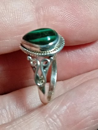 Anillo Plata de Ley Malaquita