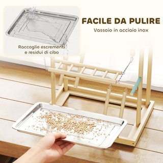 Trespolo per Pappagalli con Giochi, Scale, Catene,