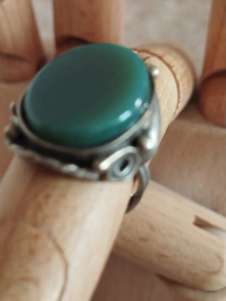 Anillo ajustable Alpaca y Piedra jade