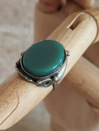 Anillo ajustable Alpaca y Piedra jade