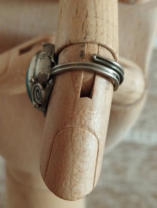 Anillo ajustable Alpaca y Piedra jade