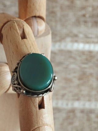 Anillo ajustable Alpaca y Piedra jade