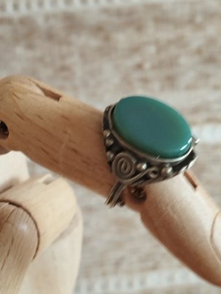 Anillo ajustable Alpaca y Piedra jade