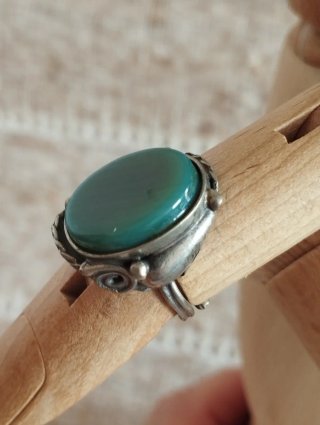 Anillo ajustable Alpaca y Piedra jade