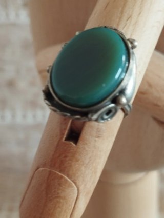 Anillo ajustable Alpaca y Piedra jade