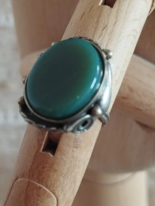 Anillo ajustable Alpaca y Piedra jade