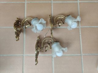 Lámparas de pared vintage doradas
