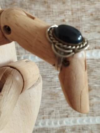 Anillo ajustable deAlpaca Piedra Natural onix