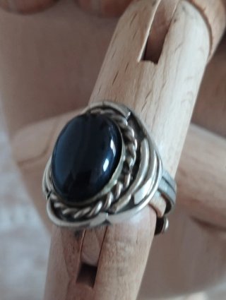 Anillo ajustable deAlpaca Piedra Natural onix