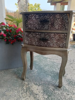 Mesitas de noche madera y tela