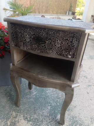 Mesitas de noche madera y tela