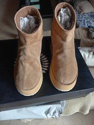 Botines plataforma serraje Un paso más beige
