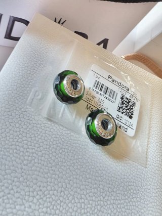 Lote 2 Abalorios Pandora Cristal Murano Verde