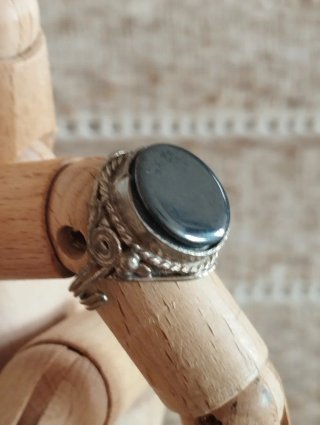 Anillo ajustable Alpaca Piedra hematite