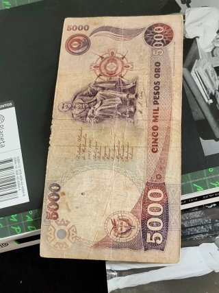 Billete Antiguo Colombia 5000 Pesos Oro