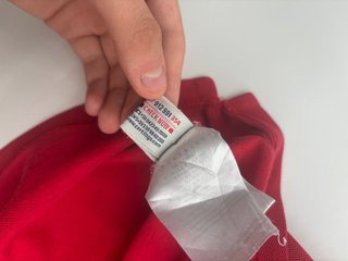 Polo Moncler uomo M rossa piqué colletto navy