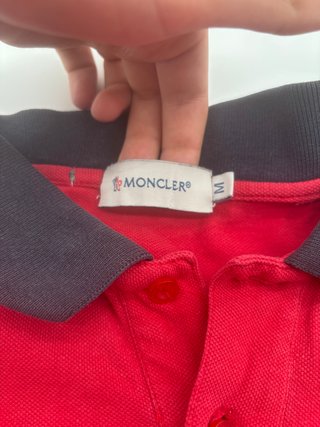 Polo Moncler uomo M rossa piqué colletto navy