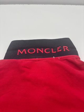 Polo Moncler uomo M rossa piqué colletto navy