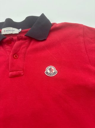 Polo Moncler uomo M rossa piqué colletto navy