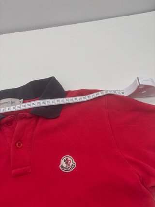Polo Moncler uomo M rossa piqué colletto navy