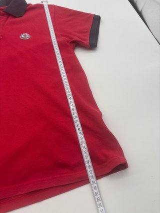 Polo Moncler uomo M rossa piqué colletto navy