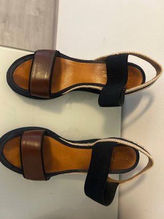 Sandalias Casteller Cuña Marrón/Azul