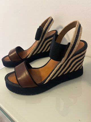 Sandalias Casteller Cuña Marrón/Azul