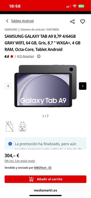 Samsung Galaxy Tab A9 8.7 4RAM/64GB Gris Octa-core