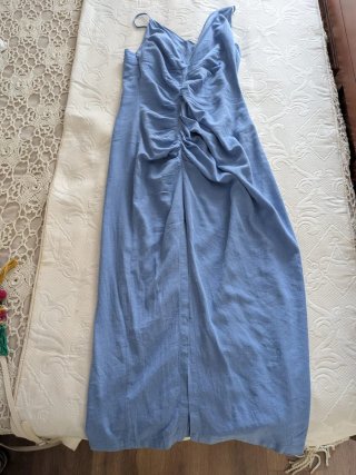 Vestido Verano Lino y Viscosa Azul