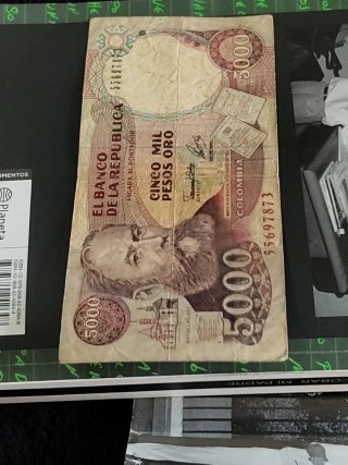 Billete 5000 Pesos Oro Colombia Antiguo
