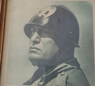 Quadro Duce Benito Mussolini in cornice legno oro