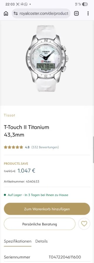Reloj Tissot T Touch 2