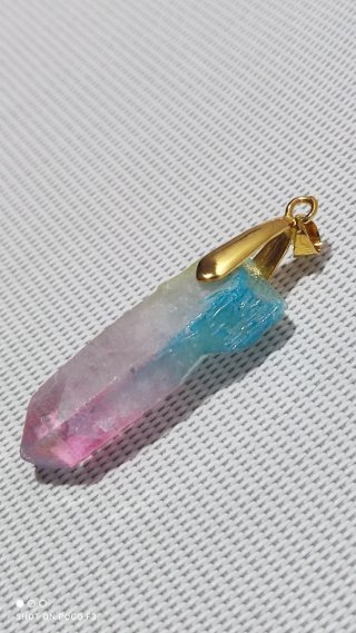 Colgante Cuarzo Aura Arcoiris Aleación