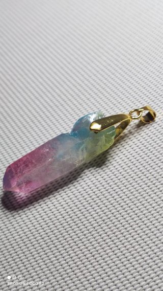 Colgante Cuarzo Aura Arcoiris Aleación