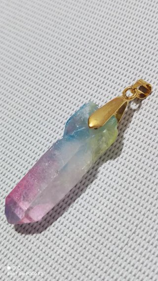 Colgante Cuarzo Aura Arcoiris Aleación