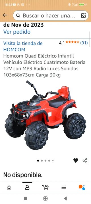 Moto Quad Eléctrica Infantil Roja