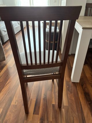 6 Sillas de Madera Maciza con Asiento Tapizado