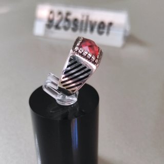 Anillo Plata 925 Hombre Piedra Roja