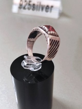 Anillo Plata 925 Hombre Piedra Roja