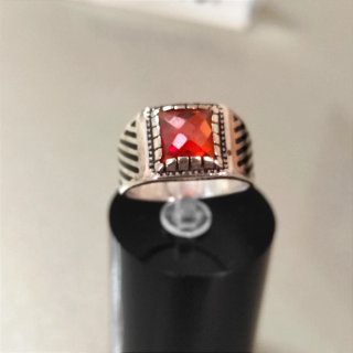 Anillo Plata 925 Hombre Piedra Roja