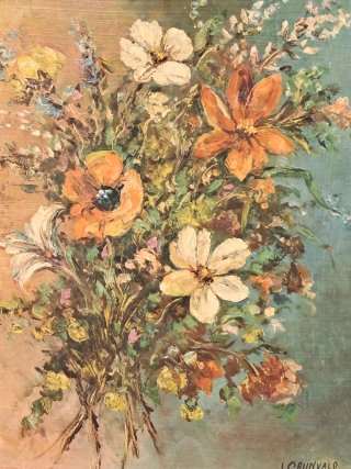 Cuadro antiguo floral J. Grunvalo