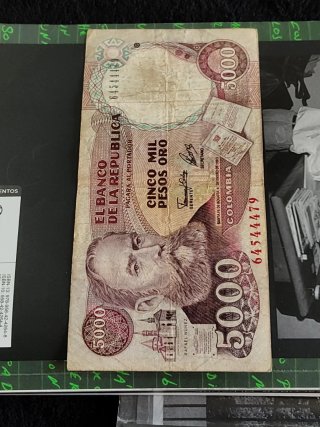 Billete 5000 Pesos Oro Colombia 1993