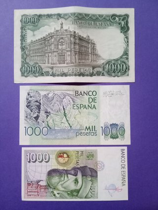 3 Billetes 1000 Pesetas Antiguos 1971, 1979, 1992