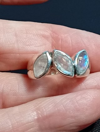 Anillo Plata Ley Marquise piedra luna