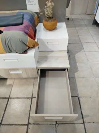 Cama modular con cajones (roble y blanco)