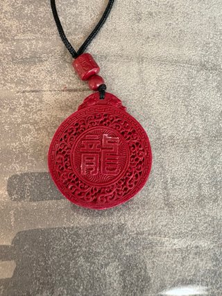 Collana cinabro drago rosso portafortuna